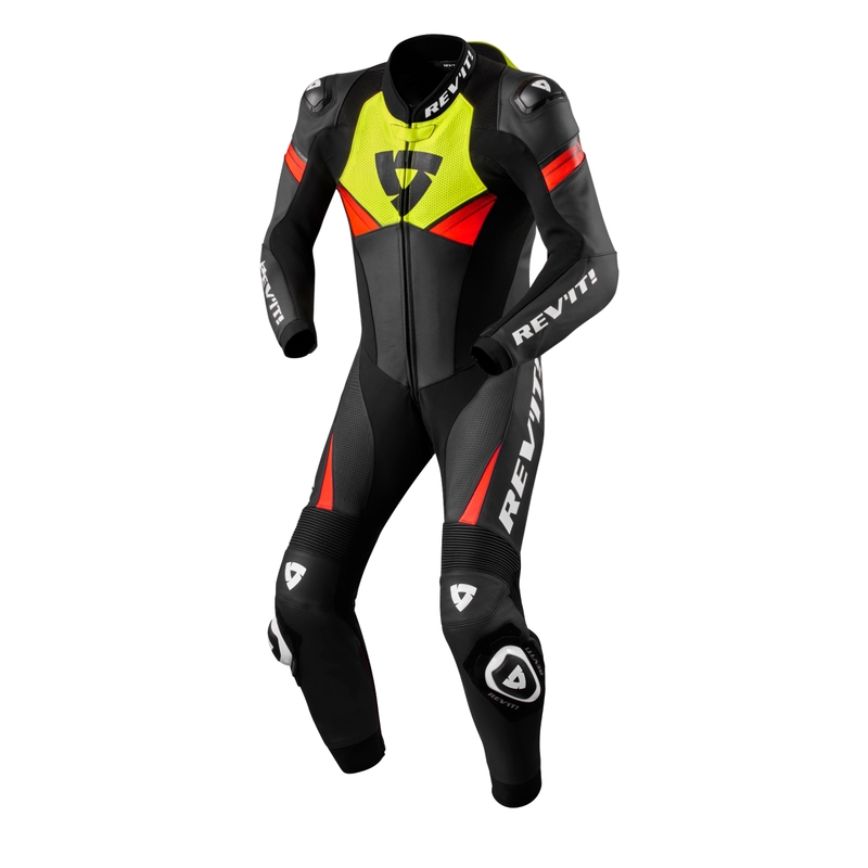 Einteiliger Motorradanzug Revit Argon 2 Schwarz-Fluogelb
