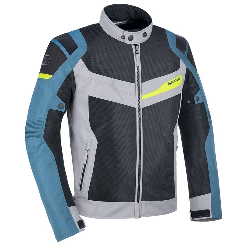 Oxford Dakar D2D Air silber-blau-fluorgelbe Motorradjacke