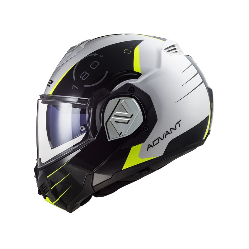 Klappbarer Motorradhelm LS2 FF906 Advant Codex 06 schwarz-weiß-fluorgelb