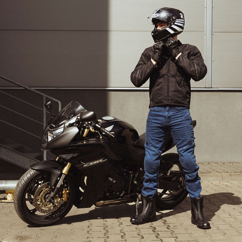 Motorradjeans Rebelhorn Hawk III gewaschen blau Ausverkauf