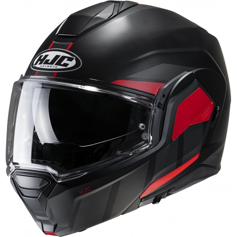 Klappbarer Motorradhelm HJC i100 Beis MC1SF schwarz-rot