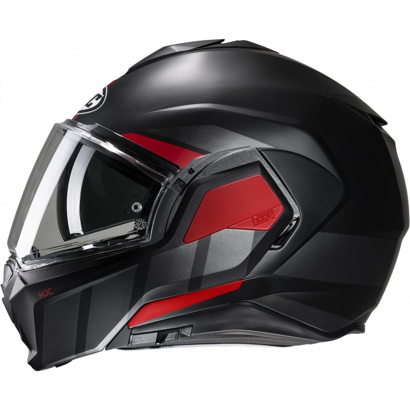 Klappbarer Motorradhelm HJC i100 Beis MC1SF schwarz-rot