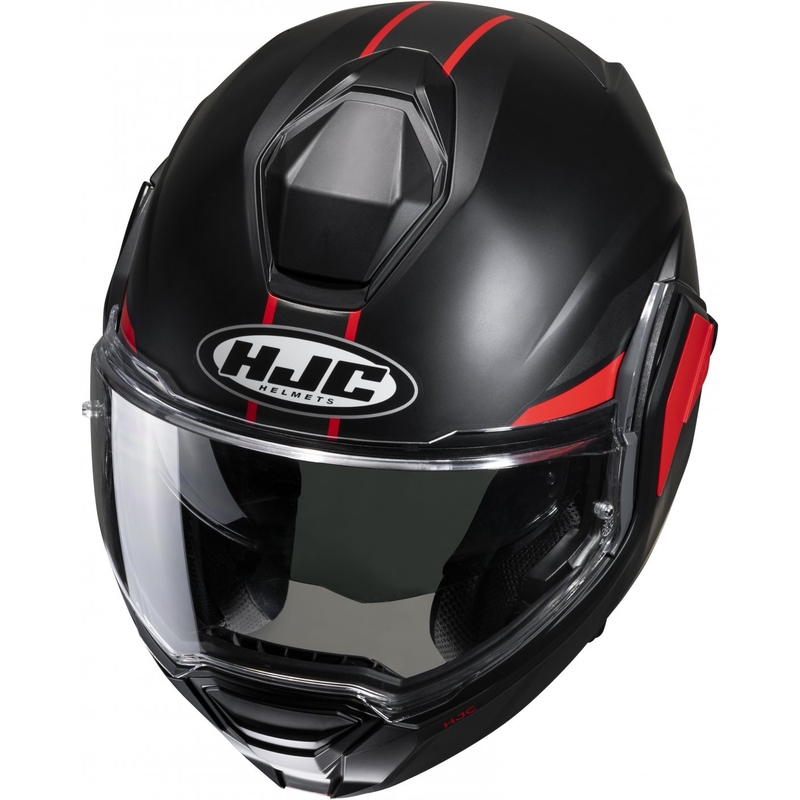 Klappbarer Motorradhelm HJC i100 Beis MC1SF schwarz-rot