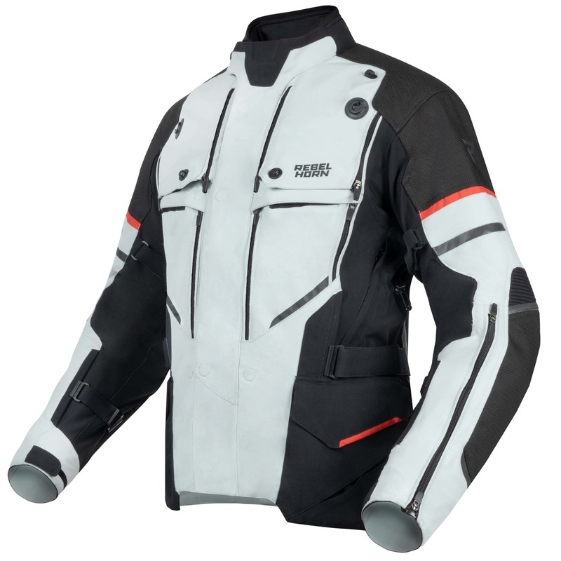 Rebelhorn Range grau-schwarz-rote Motorradjacke