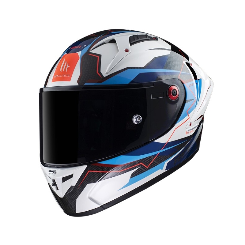 MT KRE+ Carbon Kraker B7 Integral Motorradhelm schwarz-weiß-blau