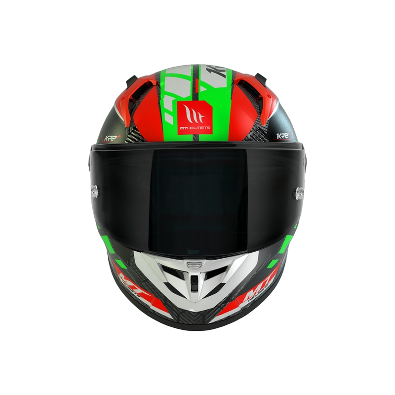 MT KRE+ Carbon Longlap Schwarz-Grün-Rot Integral-Motorradhelm