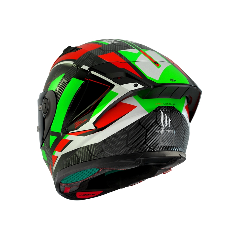 MT KRE+ Carbon Longlap Schwarz-Grün-Rot Integral-Motorradhelm