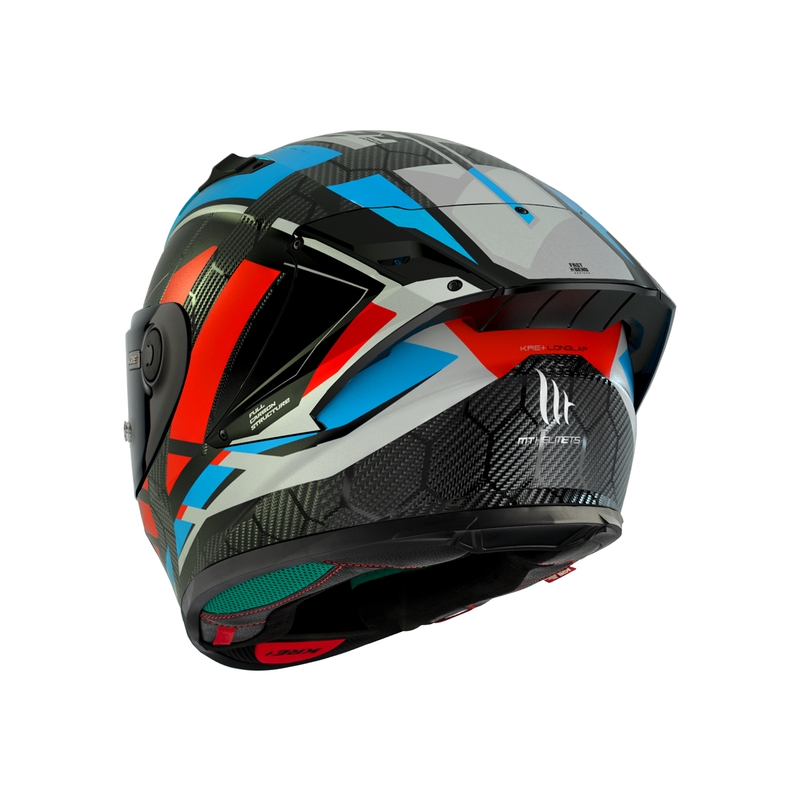 MT KRE+ Carbon Longlap Schwarz-Grau-Rot-Blau Integral-Motorradhelm