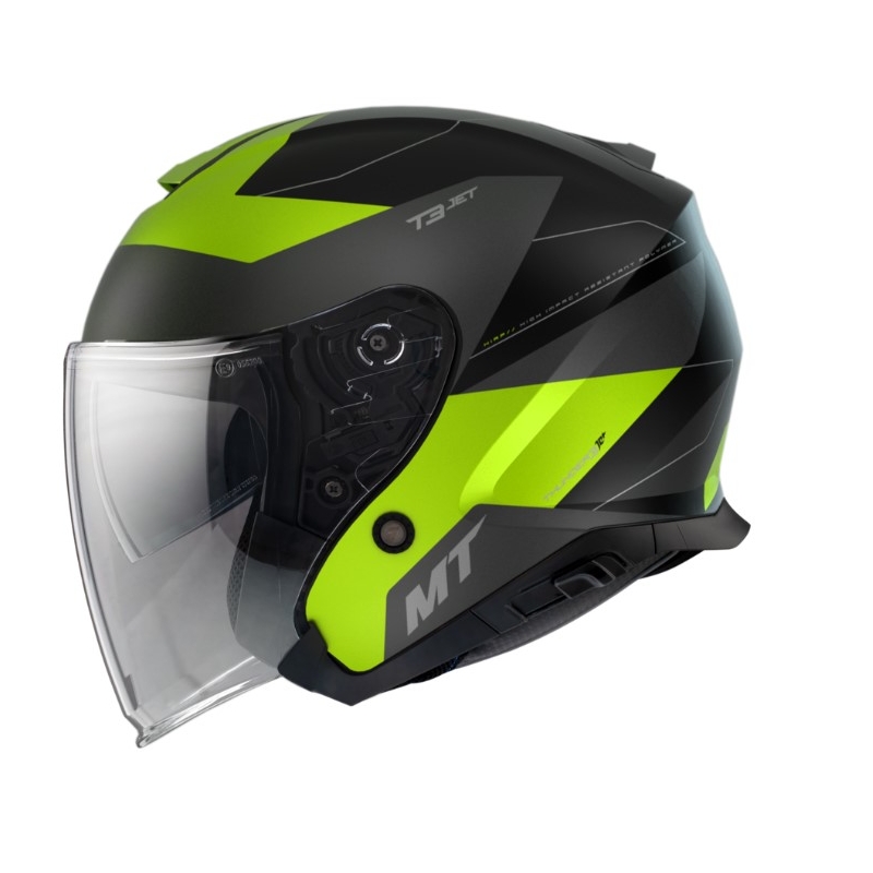 MT Thunder 3 SV Jet Cooper Schwarz-Grau-Fluo Gelb Open Motorradhelm Ausverkauf