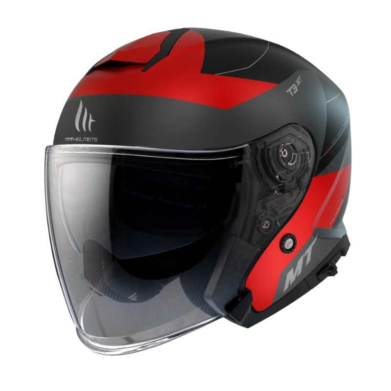 MT Thunder 3 SV Jet Cooper Schwarz-Grau-Rot Offener Motorradhelm Ausverkauf