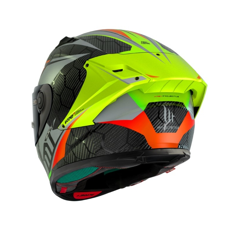 MT FF103PLUSC KRE+ Carbon Projektil D2 rot-grün-grau Integral-Motorradhelm