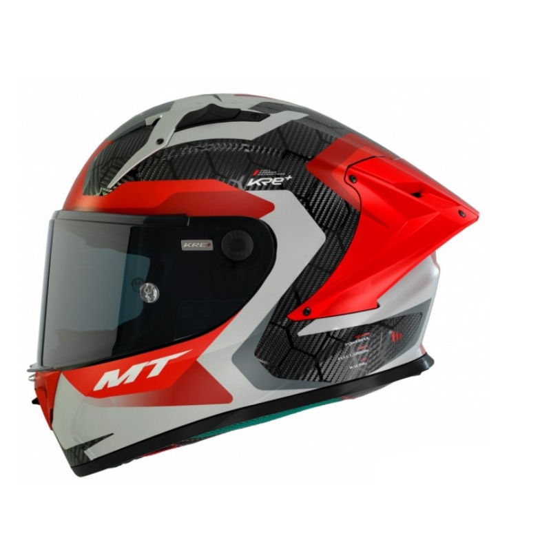 MT KRE+ Carbon Leistungsstarker grau-roter Integral-Motorradhelm