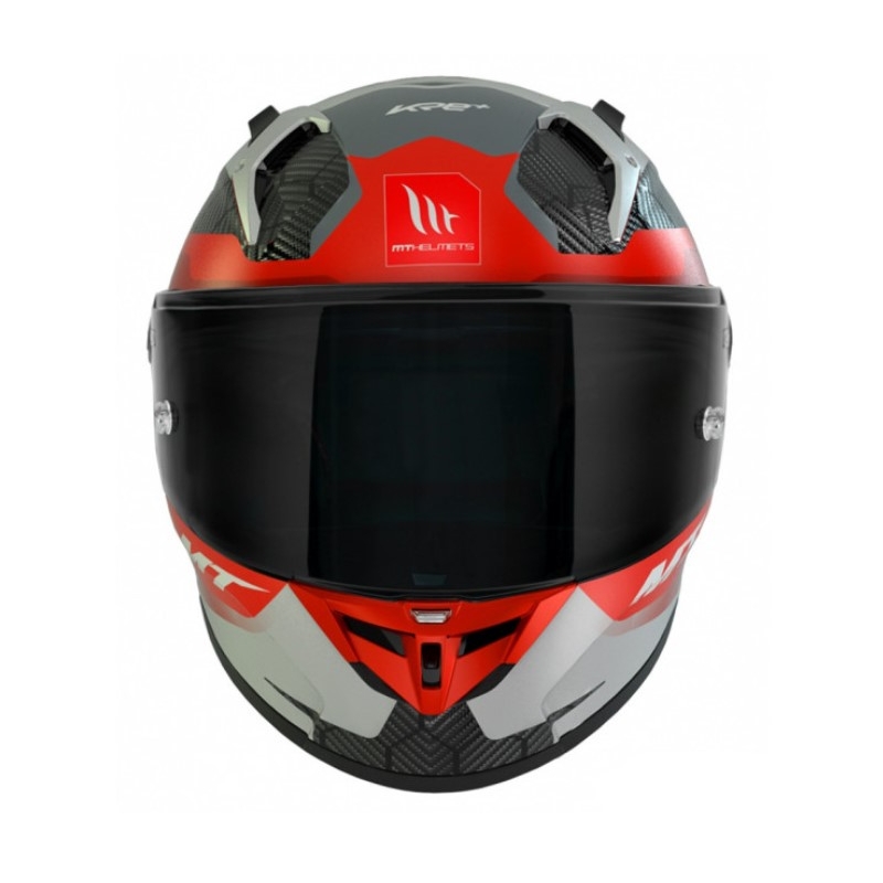 MT KRE+ Carbon Leistungsstarker grau-roter Integral-Motorradhelm
