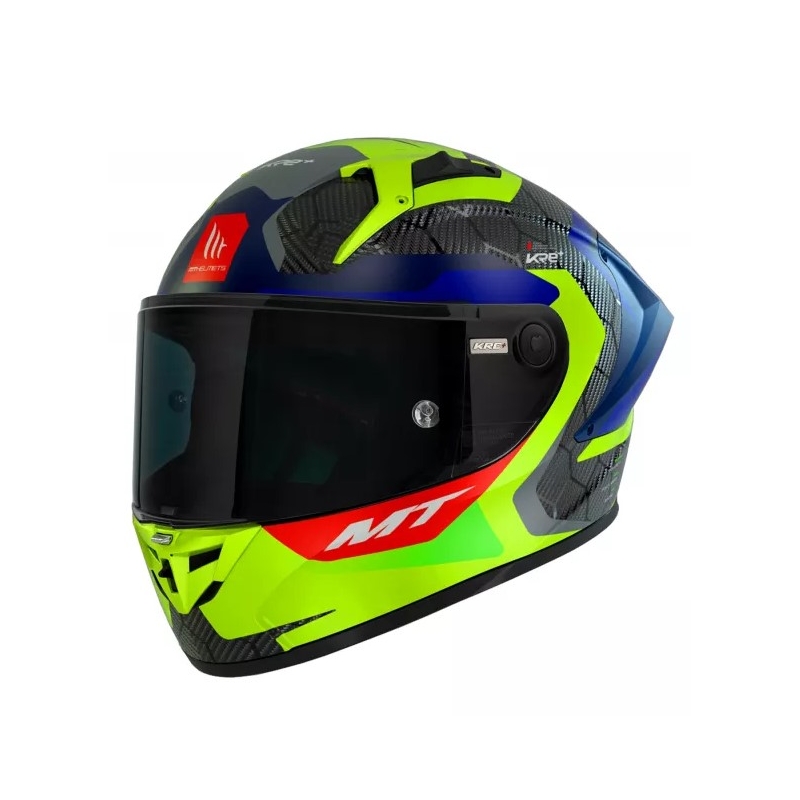 MT KRE+ Carbon Powerful fluo gelb-blauer Integral-Motorradhelm