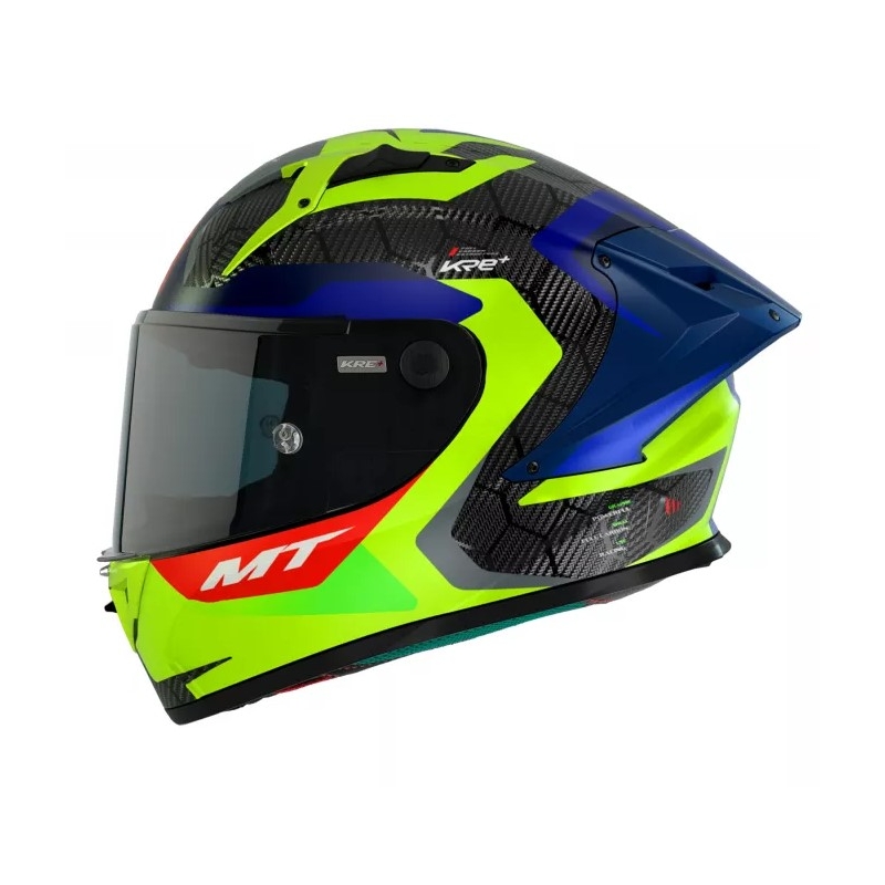 MT KRE+ Carbon Powerful fluo gelb-blauer Integral-Motorradhelm
