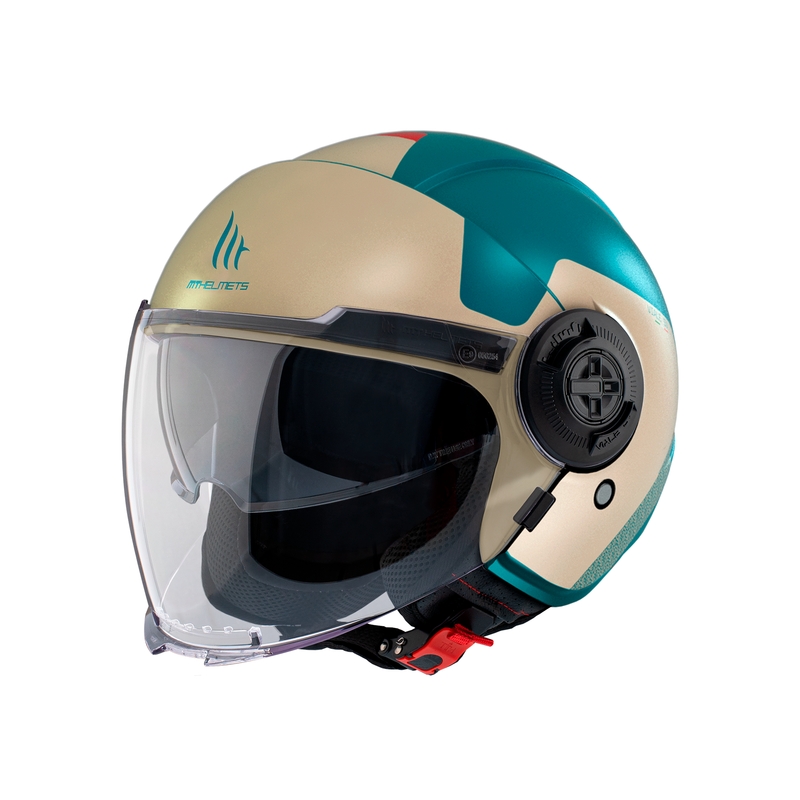Offener Motorradhelm MT Viale SV S Beta E7 beige-türkis