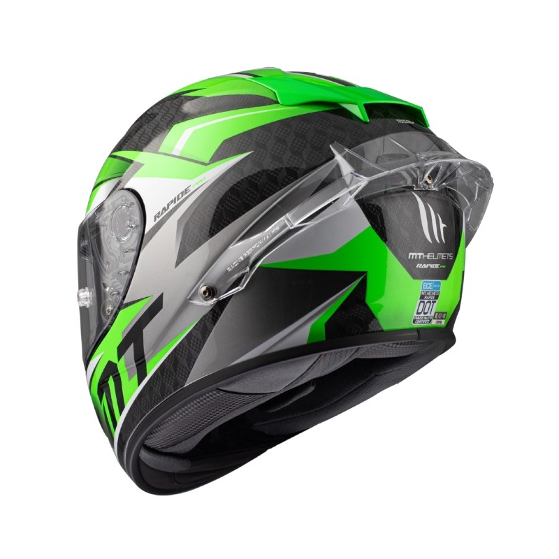 Integraler Motorradhelm MT Rapide Pro Fugaz A6 schwarz-grau-weiß-grün im Angebot Ausverkauf