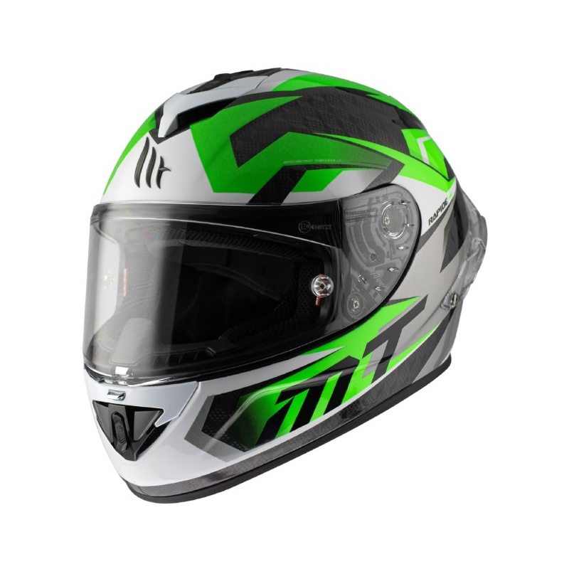 Integraler Motorradhelm MT Rapide Pro Fugaz A6 schwarz-grau-weiß-grün im Angebot Ausverkauf