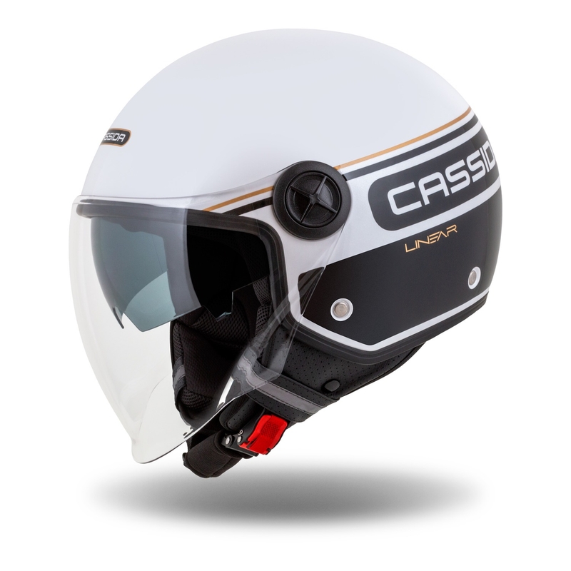 Cassida Handy Plus Linear offener Motorradhelm weiß-schwarz-gold