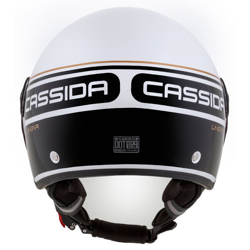 Cassida Handy Plus Linear offener Motorradhelm weiß-schwarz-gold