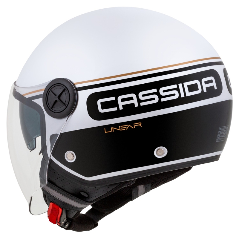 Cassida Handy Plus Linear offener Motorradhelm weiß-schwarz-gold
