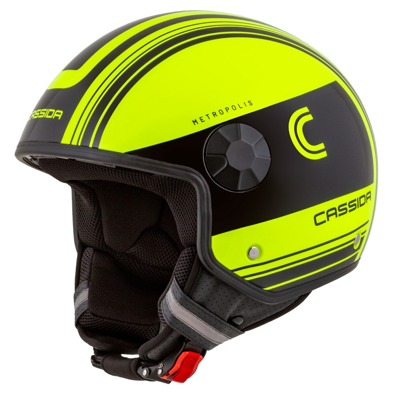 Cassida Handy Metropolis Safety fluo gelb-schwarz-reflektierend grau offener Motorradhelm