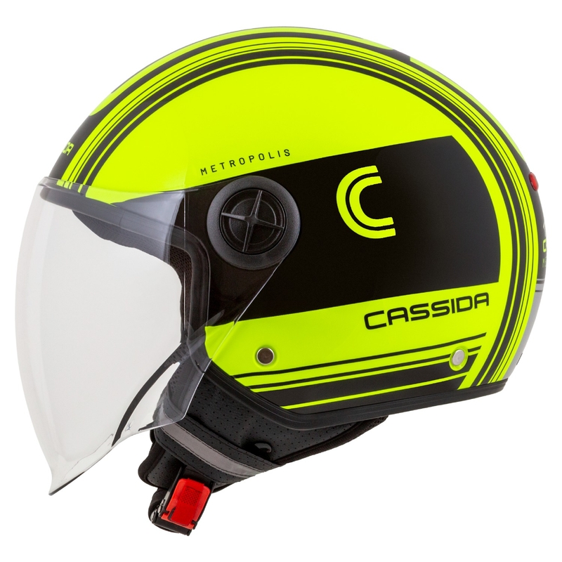 Cassida Handy Metropolis Safety fluo gelb-schwarz-reflektierend grau offener Motorradhelm