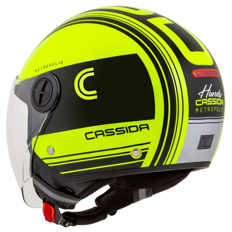 Cassida Handy Metropolis Safety fluo gelb-schwarz-reflektierend grau offener Motorradhelm