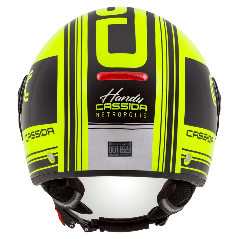 Cassida Handy Metropolis Safety fluo gelb-schwarz-reflektierend grau offener Motorradhelm