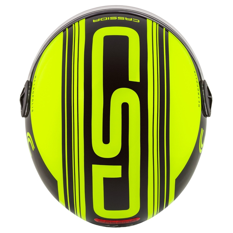 Cassida Handy Metropolis Safety fluo gelb-schwarz-reflektierend grau offener Motorradhelm
