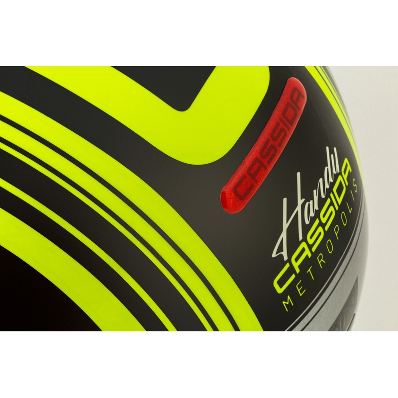Cassida Handy Metropolis Safety fluo gelb-schwarz-reflektierend grau offener Motorradhelm