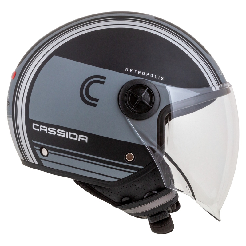 Cassida Handy Metropolis Vision offener Motorradhelm, schwarz-reflektierend grau