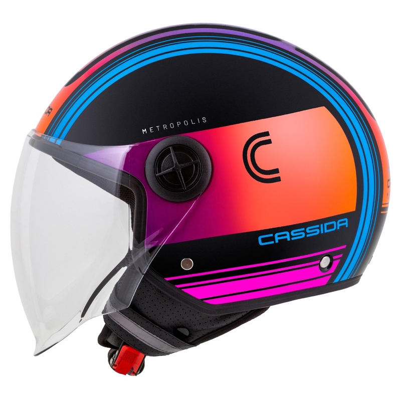 Cassida Handy Metropolis Schwarz-Türkis Gradient Open Motorradhelm