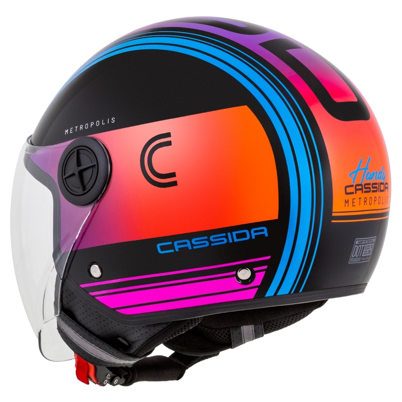 Cassida Handy Metropolis Schwarz-Türkis Gradient Open Motorradhelm