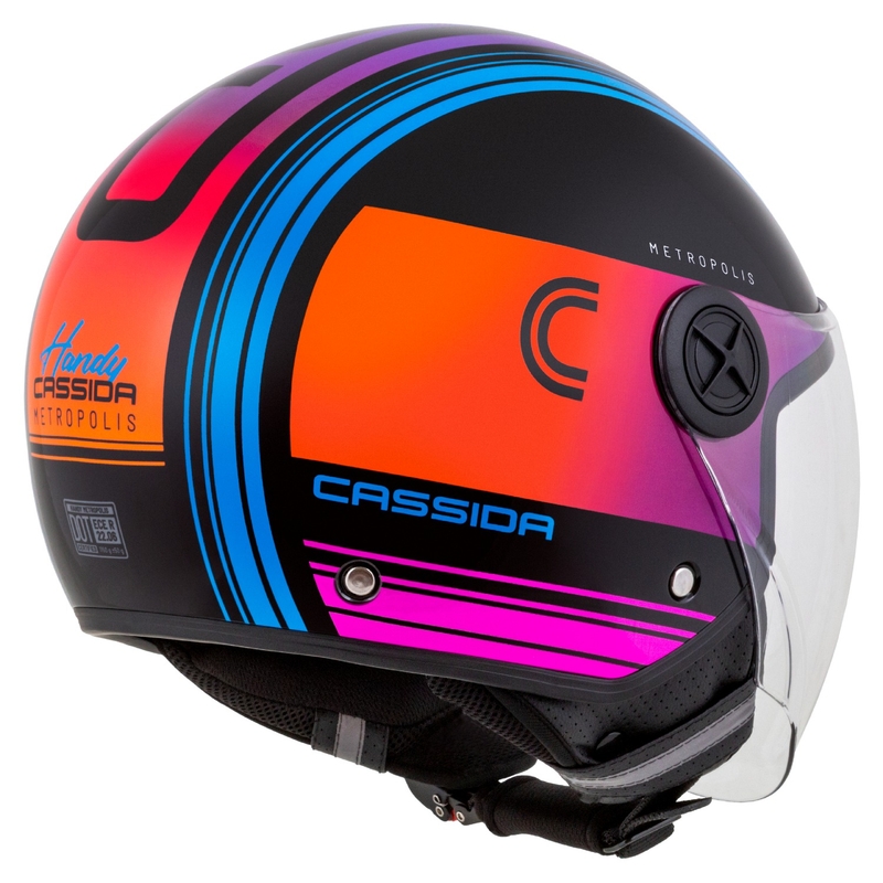 Cassida Handy Metropolis Schwarz-Türkis Gradient Open Motorradhelm