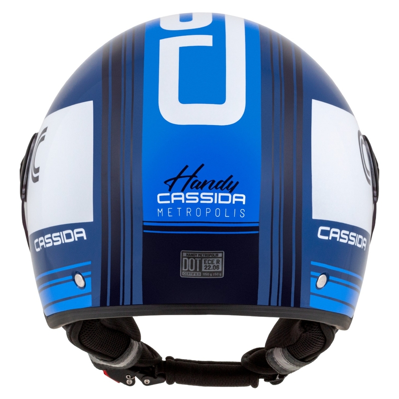 Cassida Handy Metropolis Blau und Weiß Offener Motorradhelm