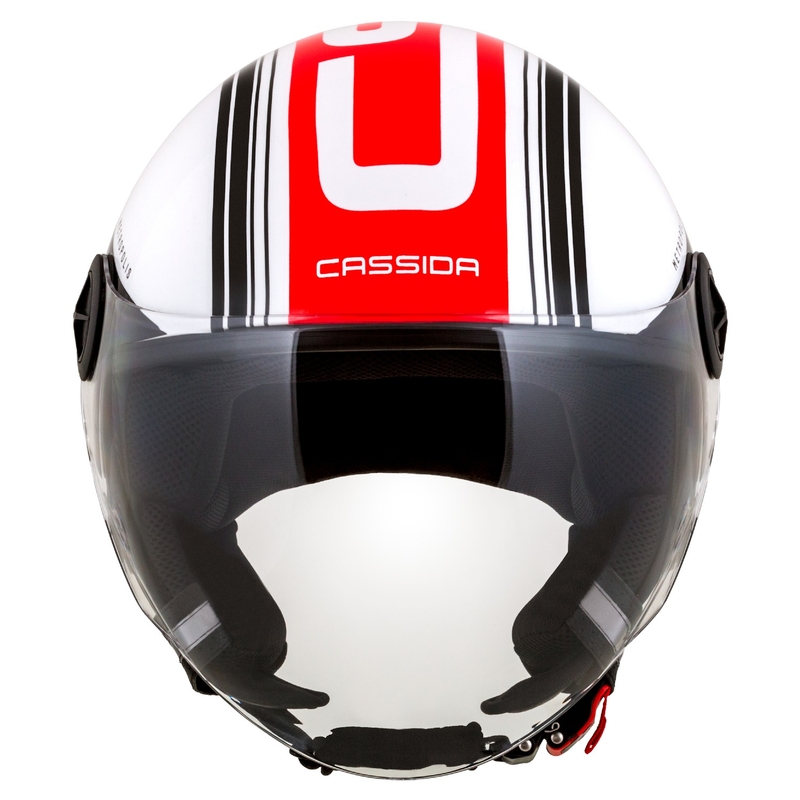 Cassida Handy Metropolis offener Motorradhelm, schwarz-weiß-rot