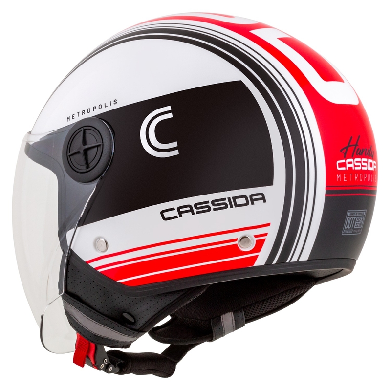 Cassida Handy Metropolis offener Motorradhelm, schwarz-weiß-rot