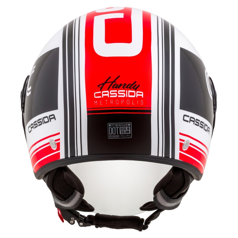 Cassida Handy Metropolis offener Motorradhelm, schwarz-weiß-rot