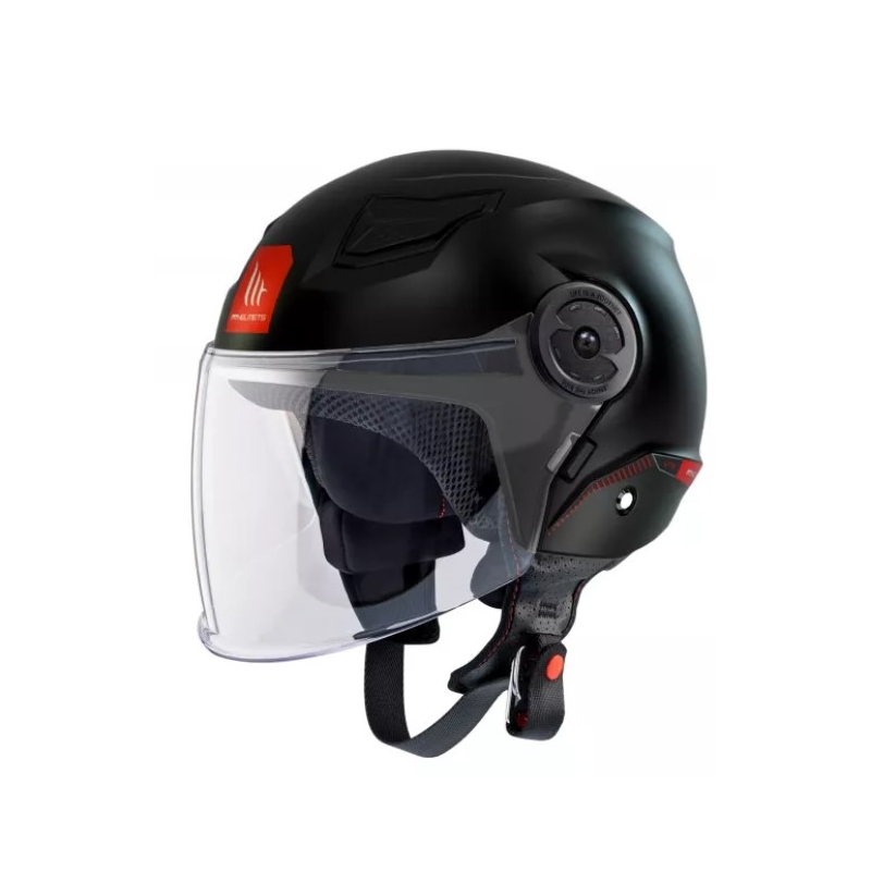 MT Lite Solid Black Open Motorradhelm für Kinder