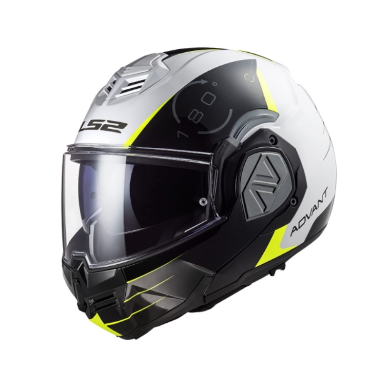 Klappbarer Motorradhelm LS2 FF906 Advant Codex 06 schwarz-weiß-fluorgelb