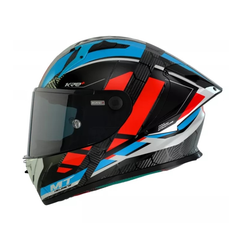 MT KRE+ Carbon Longlap Schwarz-Grau-Rot-Blau Integral-Motorradhelm
