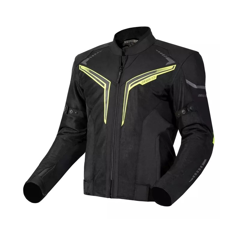 Ozone Flow schwarz-fluorgelbe Motorradjacke Ausverkauf