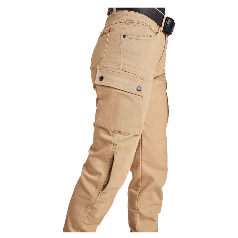 Damen Motorradjeans PANDO MOTO Mila Cargo beige Ausverkauf