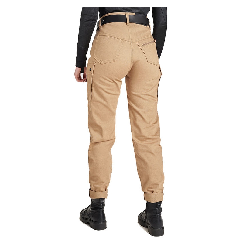 Damen Motorradjeans PANDO MOTO Mila Cargo beige Ausverkauf