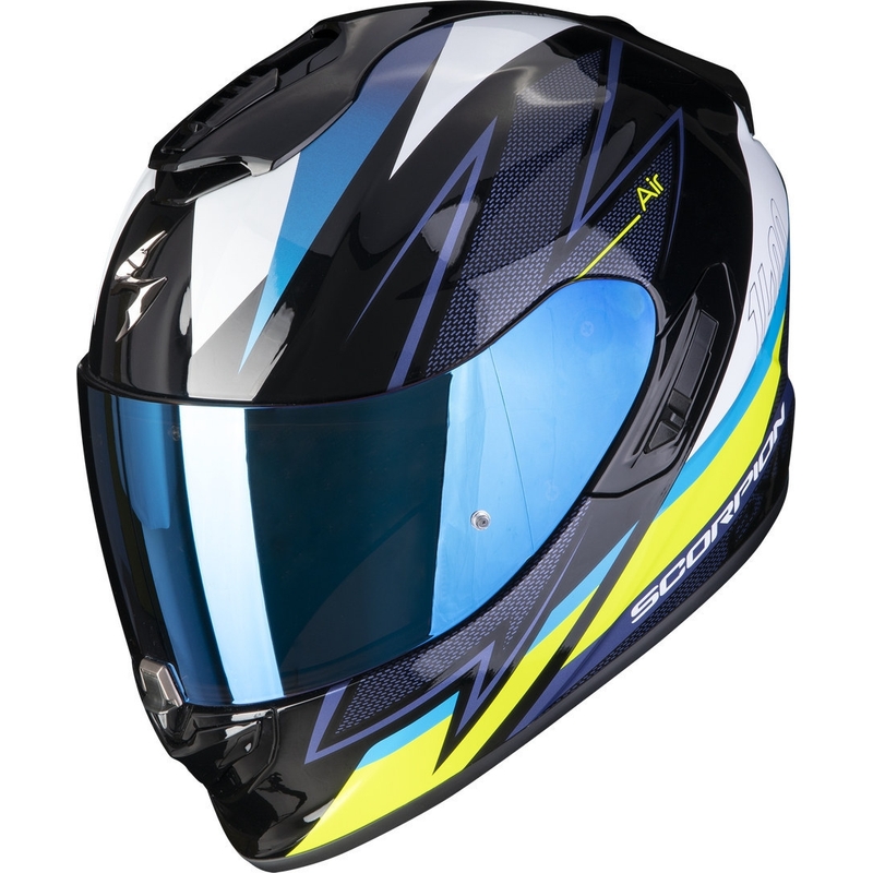Integralhelm Scorpion EXO-1400 EVO Air Thelios schwarz-blau-fluo gelb
