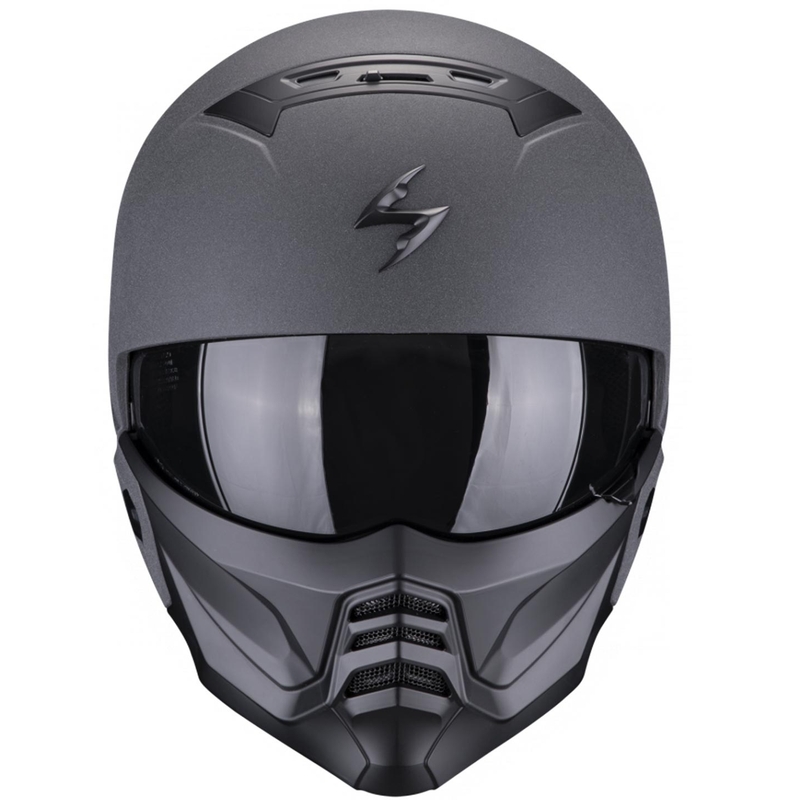 Jethelm mit Maske Scorpion EXO-COMBAT II Solid Graphit Dunkelgrau
