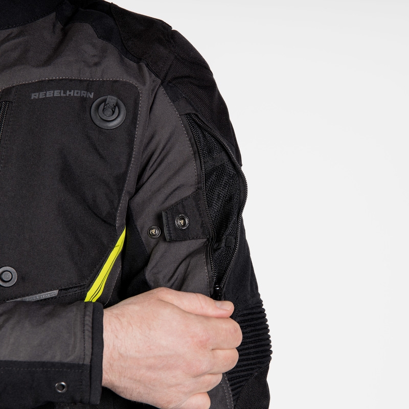 Rebelhorn Borg schwarz-dunkelgrau-fluorgelbe Motorradjacke