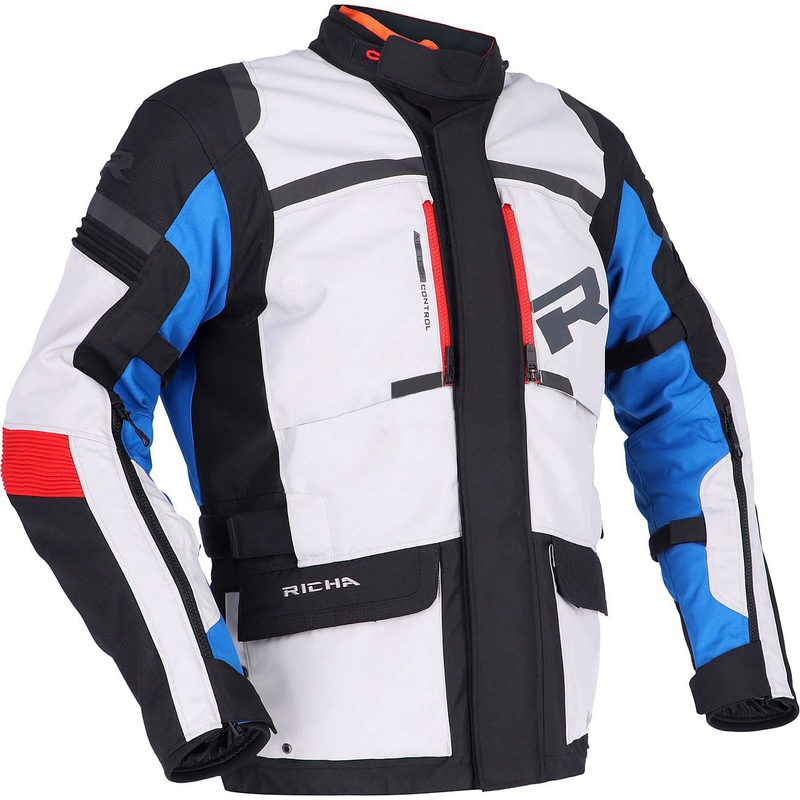 Motorradjacke RICHA Brutus GTX grau-blau-rot Ausverkauf