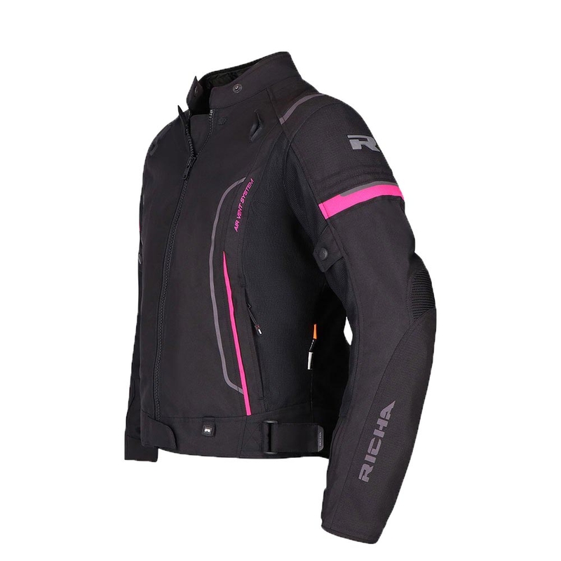 Damen RICHA Airstream 3 Schwarz und Rosa Motorradjacke Ausverkauf